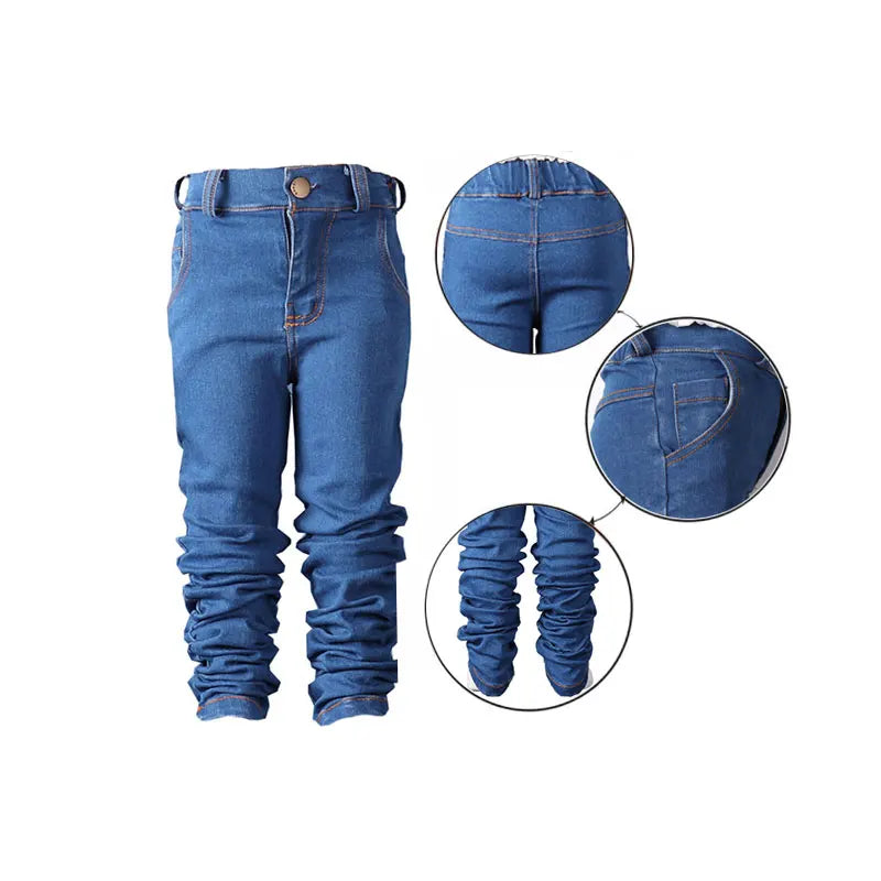 Wholesale Girls Denim Jeans Baby Girls Kids Leggings Stacked Pants Kids Stacked Pants