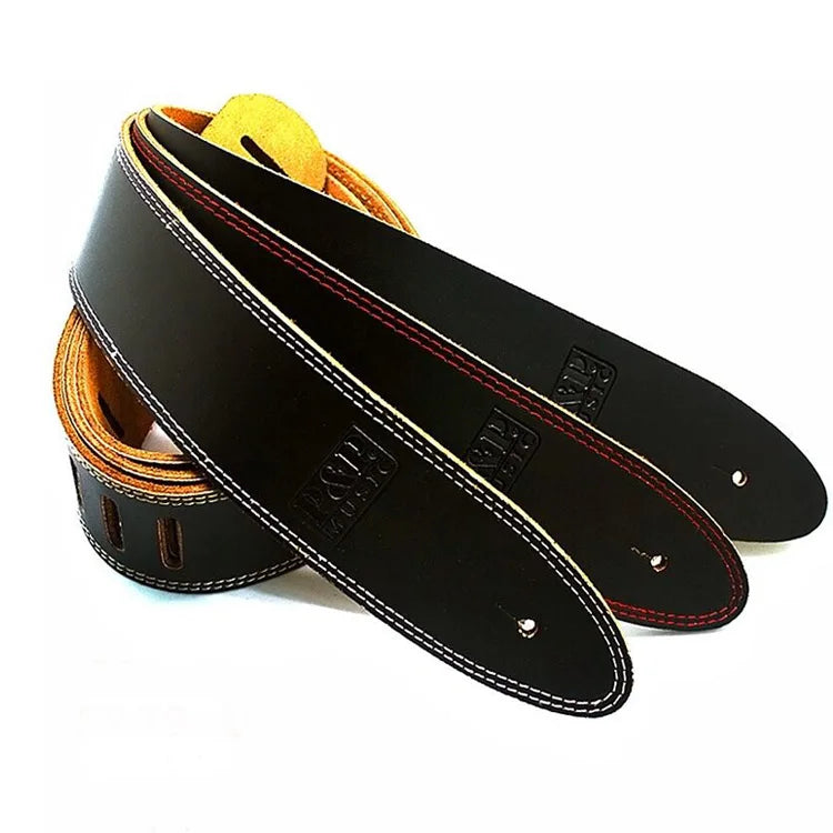Handmade Cattle Leather Guitar Strap Genuine Leather Wide Shoulder Belts Electric Bass Strap Widen Guitar Straps