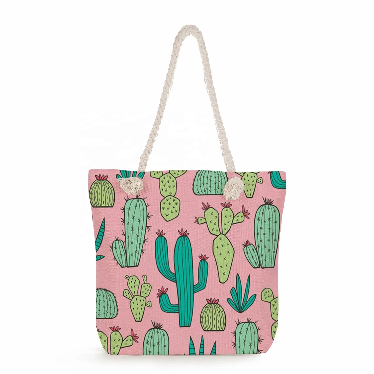 Wholesale New Creative Cactus Print Summer Women's Fashion Shoulder Portable Tote Beach Bag