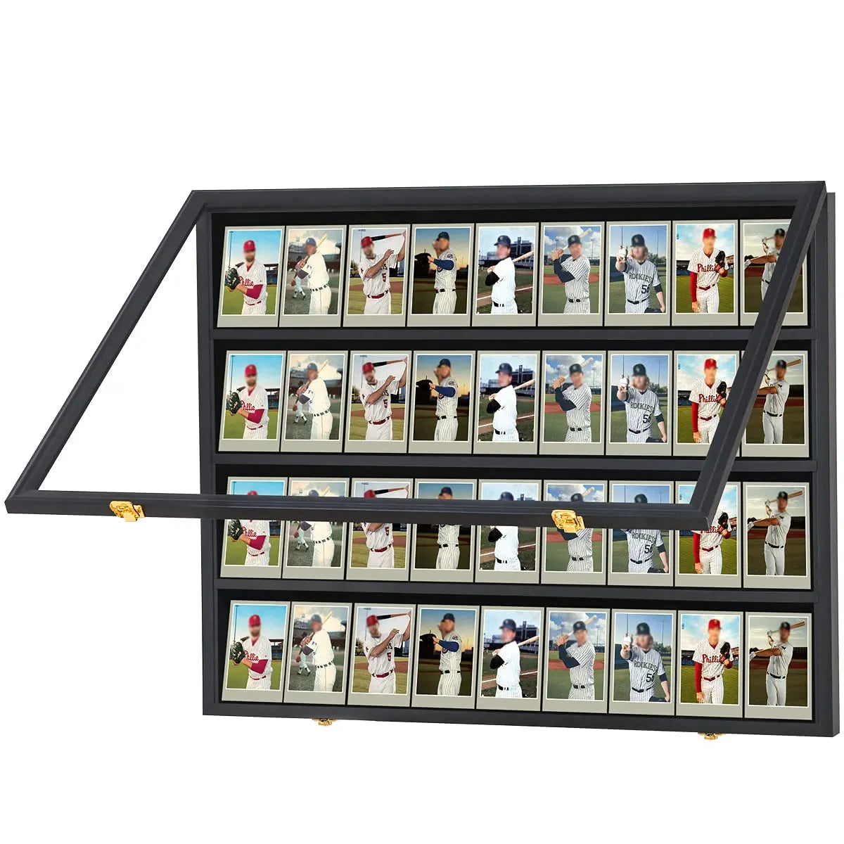 Customizable 36-Graded Horizontal Sports Card Display Frame Rectangle Acrylic Front Door with Locked Display Case