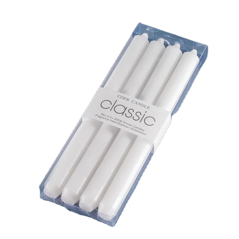 Set of 4 Tall Drip Dancing Moving Wick Flame Stick Wax Long Pillar Candles Candle Holders Candles