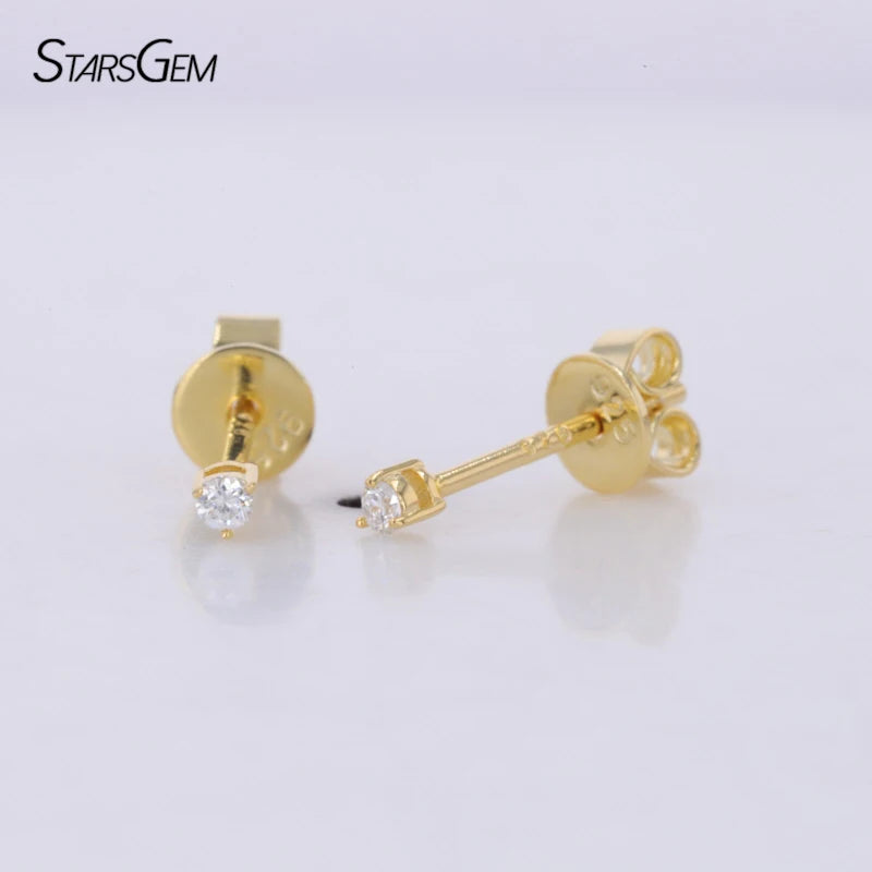 Solid Silver Diamonds Stud Earrings Lab Grown Diamonds Small Earrings Hpht Cvd Def Vs Round Diamond Kids S925 Earring
