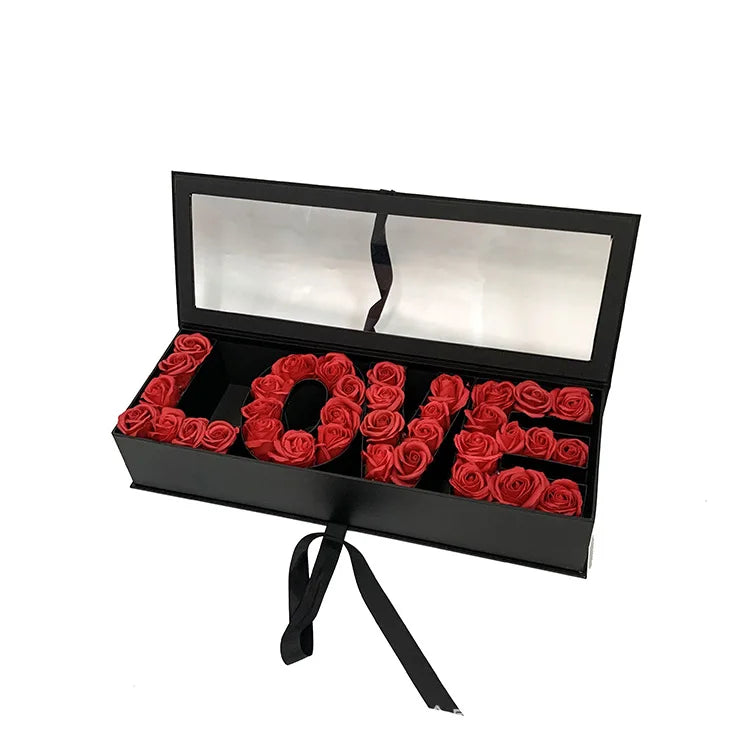 Fashion Design Bouquet Box Reasonable Price Paper Wedding Love Letter Flower Box with PVC Window