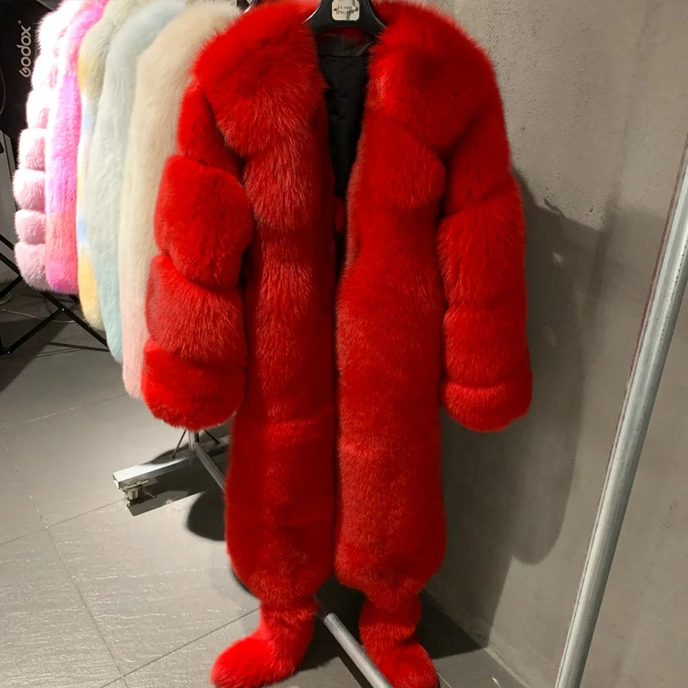 Real Fur Coat Long Full Pelt Ladies Fox Coat Women Warm Winter Natural Fur Cloth