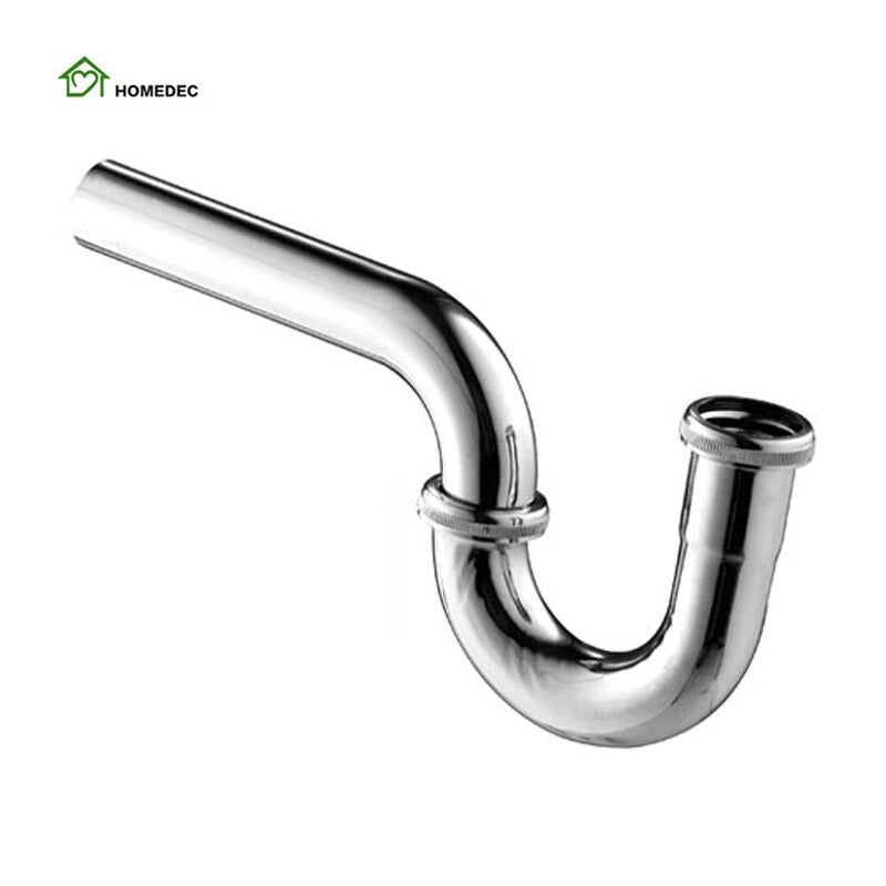Stainless Steel Modern Tube Drain P-Trap Pipe Basin Sink Waste Kit Reducing Washer for Kitchen Sinks Pop-Up Drain Eco-Friendly