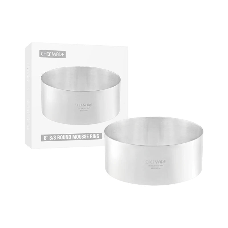 CHEFMADE 8" S/S Stainless Steel Round Cake Mousse Ring