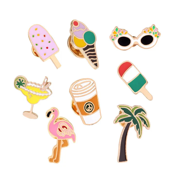 Wholesale Summer Drink Flamingo Cheap Soft Enamel Baseball Hat Pins Custom Logo
