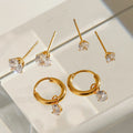 Ilona 18k Gold Plated Stainless Steel Hoop Earrings Set Exquisite Trendy Zircon Stud Earrings for Women Wholesale