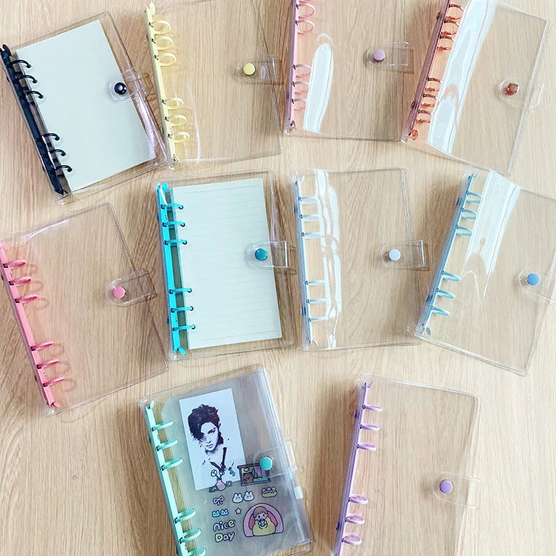 Wholesale A5/A6 Transparent Color Budget Binder Planner Loose Leaf case 6 Hole Color Clip clear Budgeting Binder