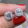 CAOSHI New Square Shaped Sparkling Crystal Cubic Zirconia Earring for Geometric Design Silver Plated Stud Earrings Women Wedding