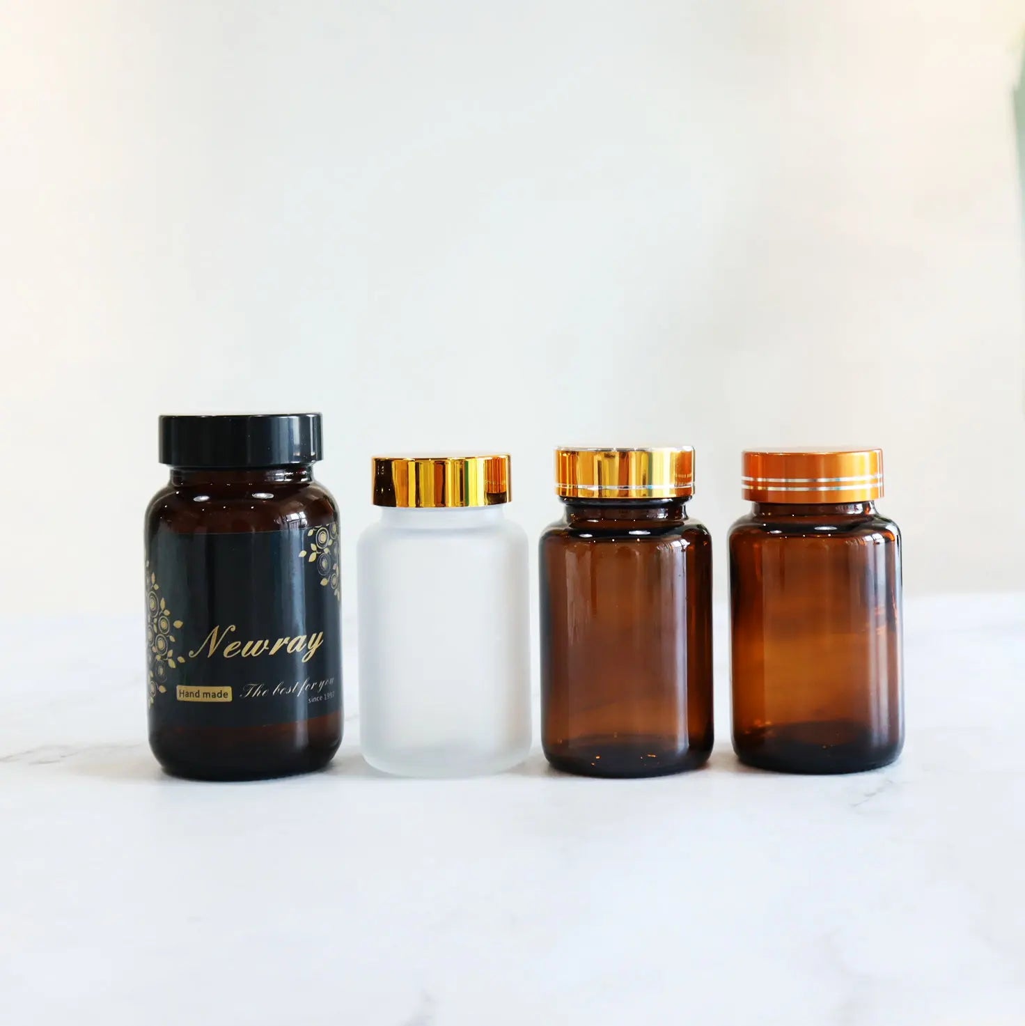 Frost /clear/amber 50ml 100ml 150ml Round Glass Pill Bottles Pharmaceutical Pill Bottle Medicine Capsule Bottles with Screw Cap