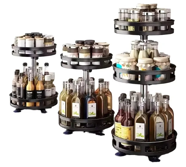 Royaumann Premium Kitchen Accessories Rotating Stainless Steel Spice Storage Holders & Racks for Kitchen Spices Storage