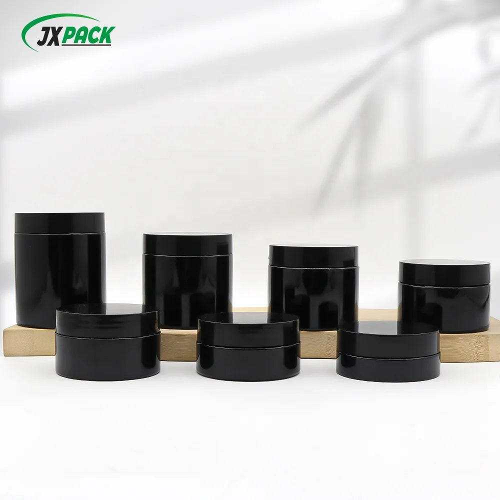 Empty 8oz 16oz Pet Plastic Clear Cosmetic Jar with Gold Silver Lid Tea Jar Amber Black Pet Plastic Cosmetic Cream Jar