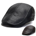 Autumn Newsboy Hat Men PU Leather Lvy Caps Fishing Cap Flat Golf Driving Cap Adjustable Gatsby Beret Hat
