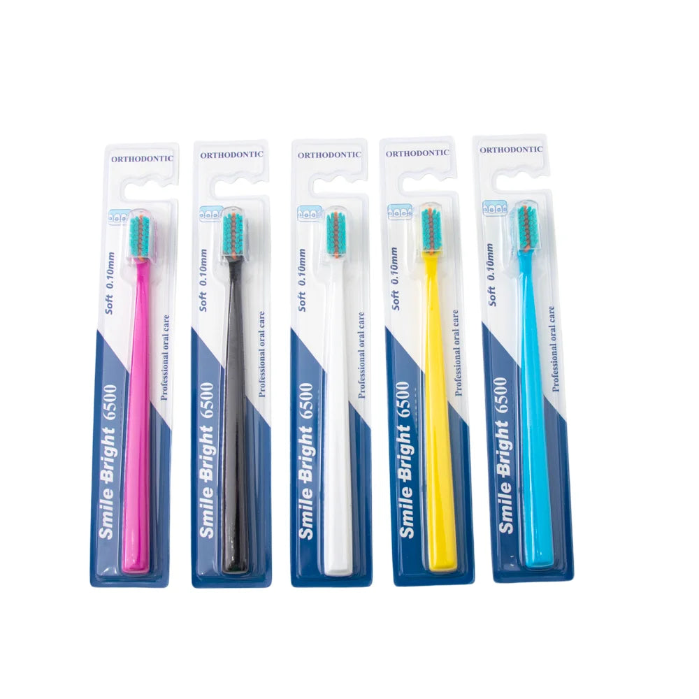 Wholesale Ultra Soft Nylon Bristle Adult Orthodontic Toothbrush with Over 6500 Filaments for Home Use