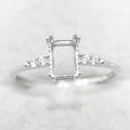 Sterling Silver 5*7mm Semi Mount Ring Square Shape Empty Frame Blank Claws Setting S925 Base Without Center Stone for Inlay DIY
