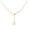 Simple Real Gold Plated Asymmetrical Pearl Bead Necklace Stainless Steel Pearl Pendant Necklace