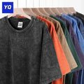 Vintage Clothes Plus Size Men's Short Sleeved Large Vintage T-shirt Wholesale 100% Pure Cotton 250G Thick Wash Solid Color Blank