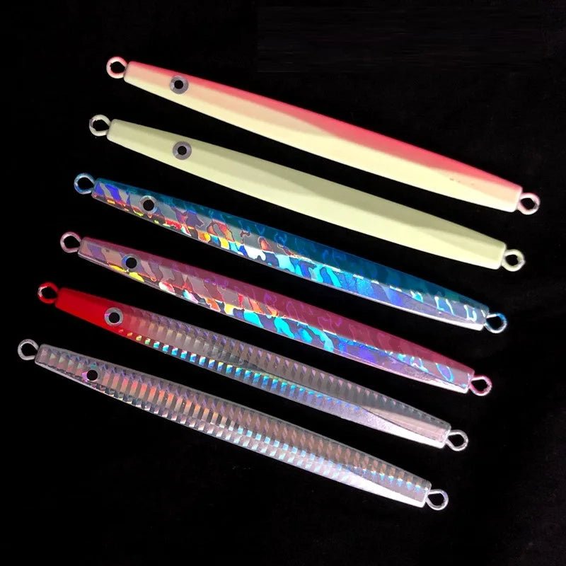 40g 60g 80g Metal Jig Lures Vertical Slim Iron Bait Saltwater Jigging Fishing Lure Slow Pitch Jigs Assist Hook Treble Hook