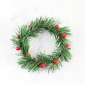 Green PVC Pine Needles Red Berry Christmas Decoration 10cm Candle Ring