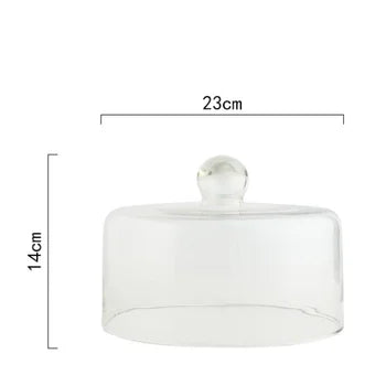 23*14 Clear Glass Dome with Bamboo Wood Base-Tableware Accessory