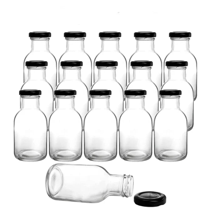 Empty Clear 250ml 350ml 8oz 12oz Hot Sauce Chilli Glass Bottle Screw Cap for Salad Dressing Tomato Sauce Ketchup-Customizable