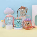 Hot Selling Creative Cute Cartoon Portable Kawaii Bears Children's Students Bpa Free Reusable Plastic Water Bottles with Straw
