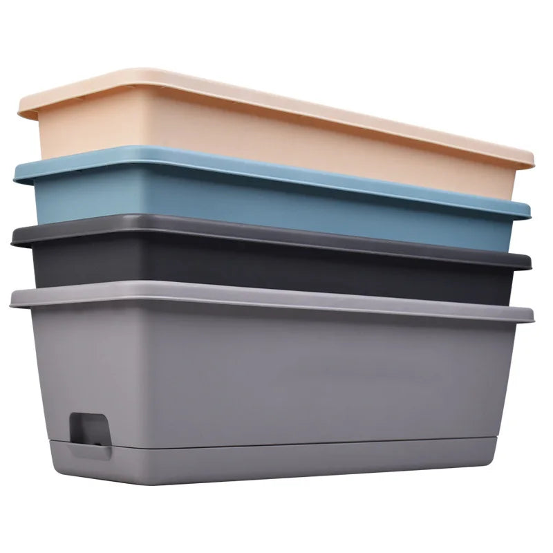 Large Plasti Hollen Vegetable Flower Balcony Hanging Rectangular Hollen Pots for Lazyman Planters for Railing