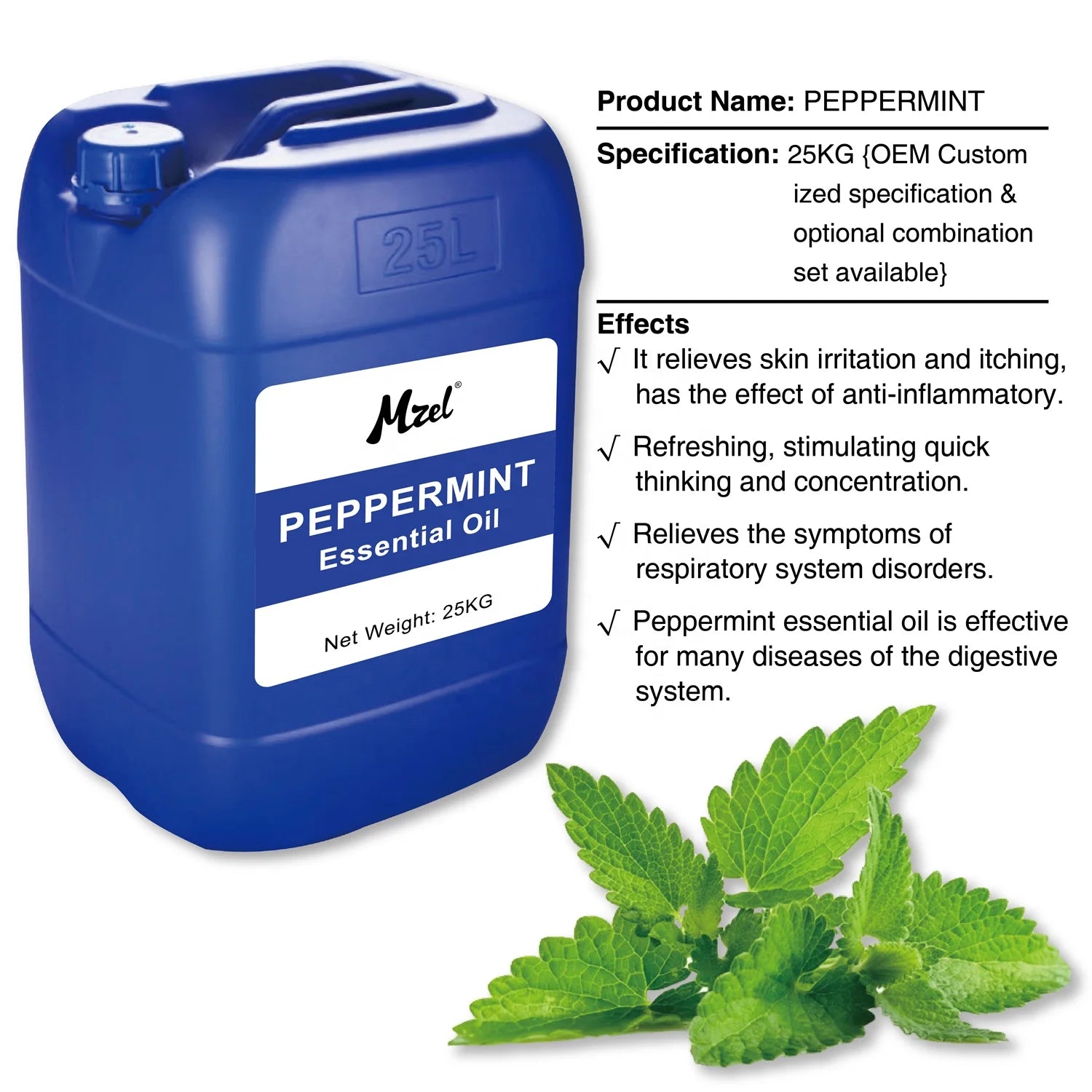 Mzel Wholesale Price Natural Peppermint Essential Oil Bulk Suppliers