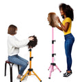 Wig Tripod Stand for Wig Making Adjustable Canvas Block Head Tripod Cosmetology Training Head Stand Mannequin Head Tripod Stand