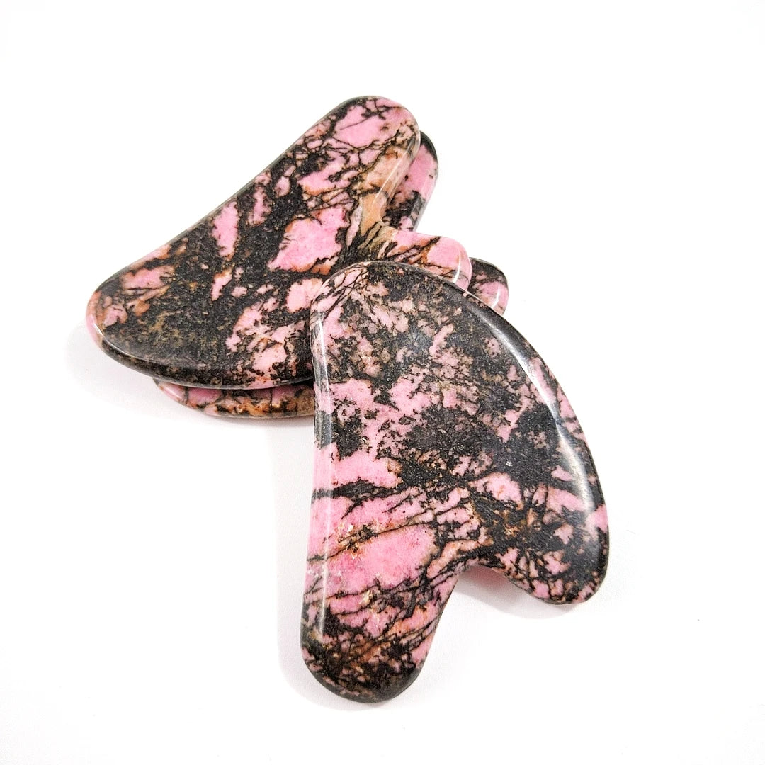 Huiying Customized logo Beauty Personal Care Natural Rhodonite jasper Gua Sha Heart Guastone