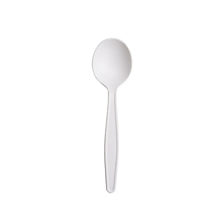 Hot Sale Stocked Biodegradable Disposable Bagasse 100% Compostable Soup Spoon Cutlery Set for Party