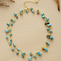 Handmade Ethnic Statement Necklaces in Gold Plated Turquoise Brass Chain Beads Gifts Anniversaries Jewelry Collarbone Necklace