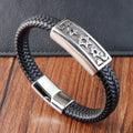 New Arrive Personalized Stainless Steel Hexagram Star Genuine Leather Braided Magnetic Clasp Bracelet for Men Jewelry Gift
