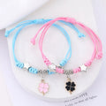 Four Leaf Clover Friendship Bracelet Fashion Moon Star Lock Key Couple Woven Bracelet for Men and Women