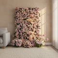 3D Effect Roll up Wedding Decoration Artificial Silk Cloth Rose Flower Wall Panel Backdrop