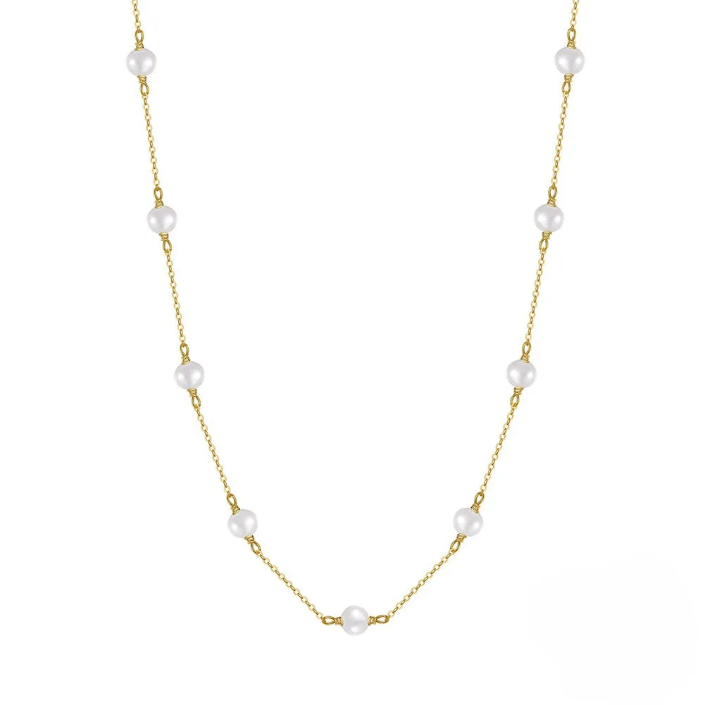 SPJ Wholesale Freshwater Baroque Pearl Necklace Cable Chain 925 Sterling Silver Pearl Beads Necklace Jewelry Set for Lady