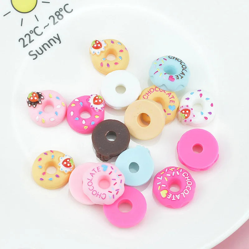 Resin Donuts Flat Back Resin Charms Cabochons for Slime Handmade DIY Mobile Phone Kids Hair Craft Decor