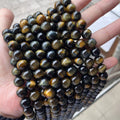 Bulk Diy Natural Stone Beads Yellow Tiger Eye Stone Blue Tiger Eye Stone Ojo De Tigre