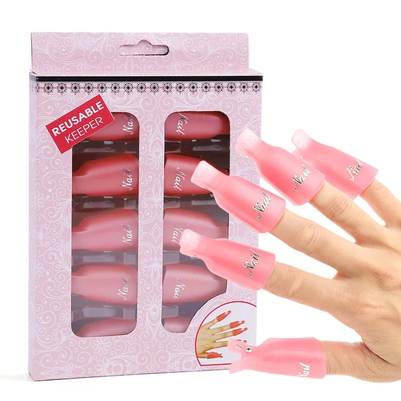 10pcs Plastic Nail Art Soak off Clip Gel Polish Remover Reusable Keeper Show As Photo Color Model NA109
