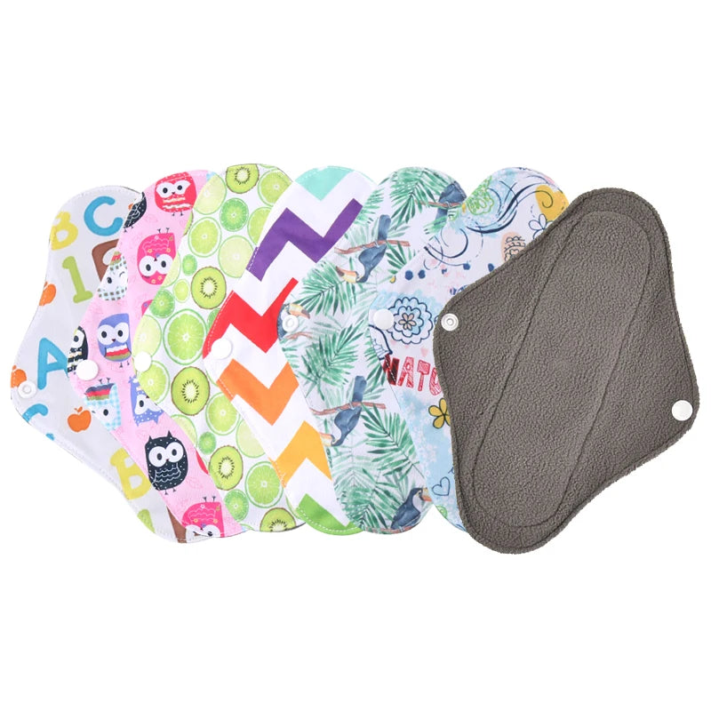 Reusable Women Sanitary Pad Washable Cloth Menstrual Pads Bamboo Charcoal Breathable Sanitary Napkins Pads Super Absorbent