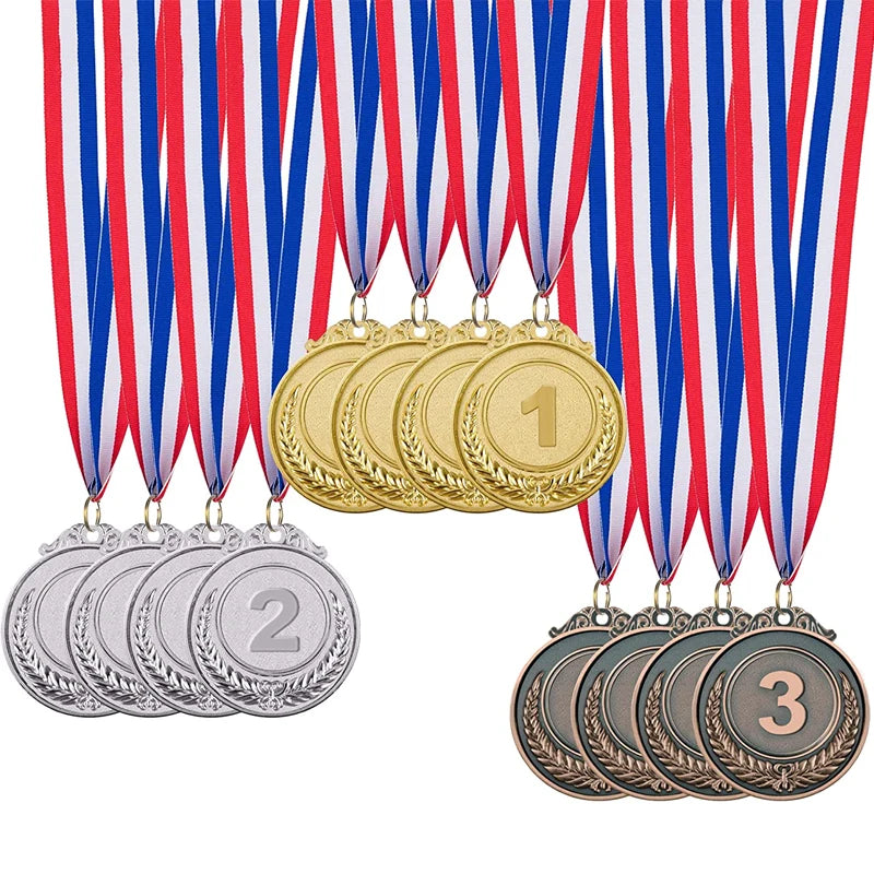 Wholesale Sports Competition Party Gift Gold Silver Copper Metal Medal With Ribbon
