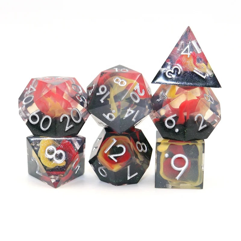 DND RPG Metal Dice Set Polyhedral OEM Resin Sharp Edge Dice for DND Games