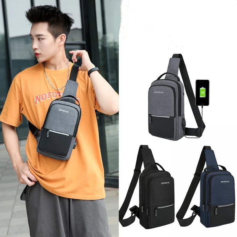 Multifunction Large Capacity Usb Portable Solid Chest Pack Outside Leisure Travel Backpack Crossbody Cycling Chest Bag for Men