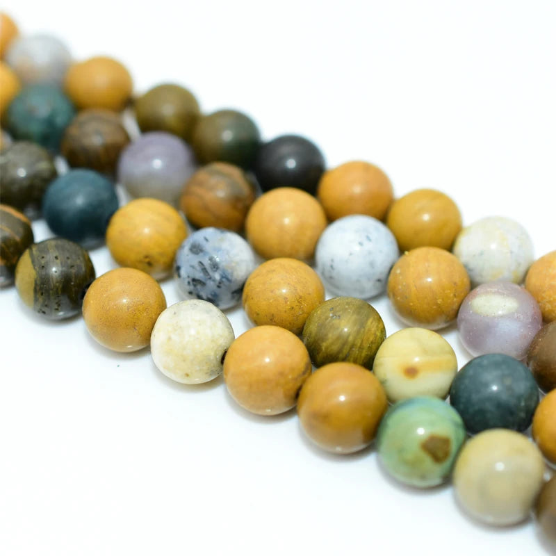Wholesale 6/8/10mm Natural Ocean Jasper Loose Gemstone Beads For DIY Jewelry