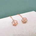 Certified 18K Gold Earrings Plum Blossom Hanging Earrings AU750 Color Gold Female Accessories Flower Simple Graceful Drainage