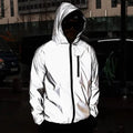 Custom logo Euro Size Flash Reflective Jacket Hooded Night Glowing Men Women Cycling Riding Coat  Zipper Running Jacket