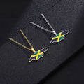 Enameled Jamaica Map Chain Necklaces Stainless Steel 18K Gold Plated Enamel Jamaica National Flag Map Pendant Necklace