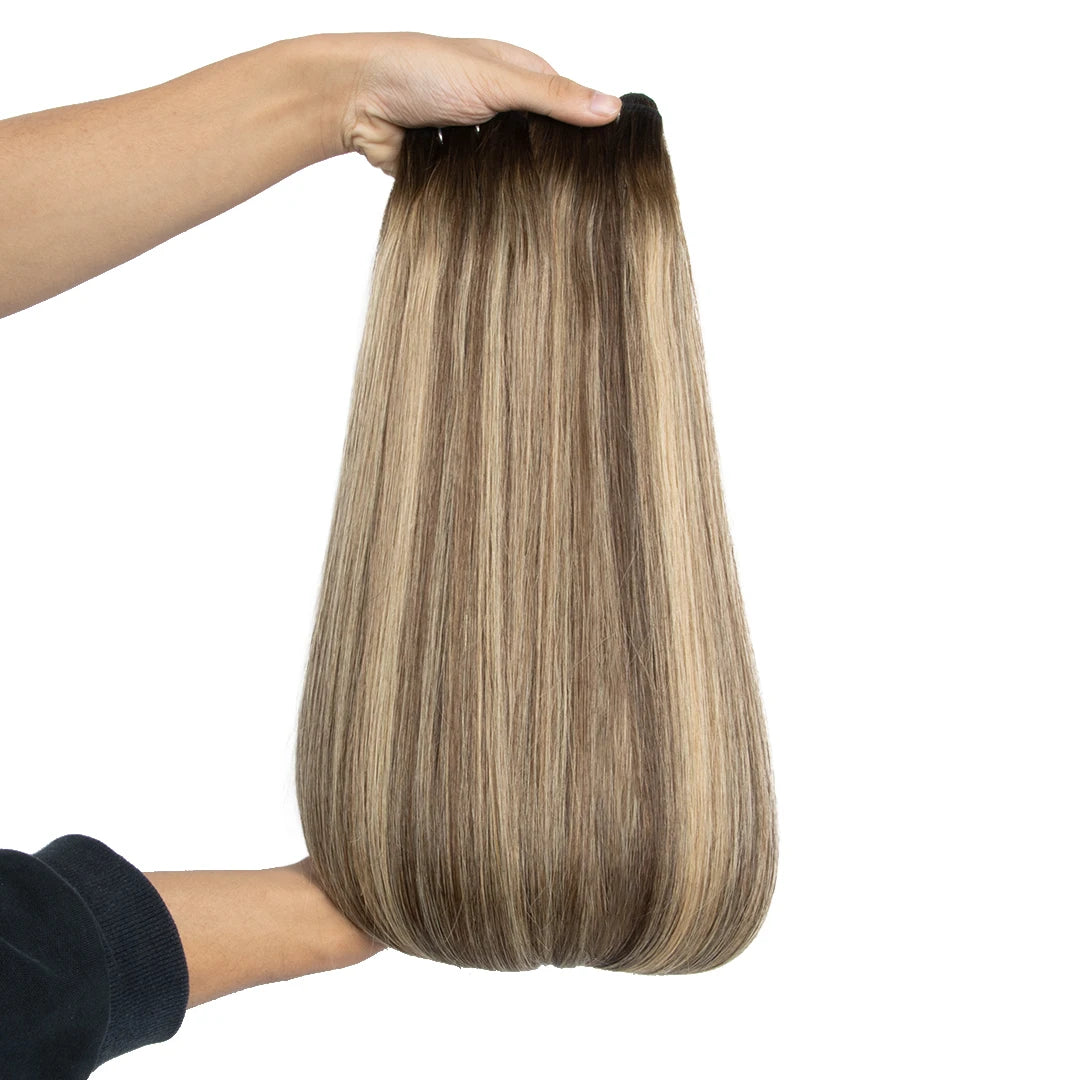 European 100% Natural Virgin Hair Bundles Highlight Balayage Double Drawn Hair Extensions