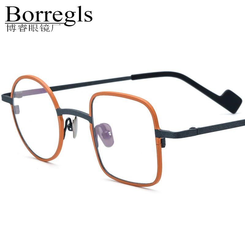 Borregls Colorful Titanium Glasses Frame Women New Designer Square Round Eyeglasses Men Spectacle High Quality Optical Eyewear